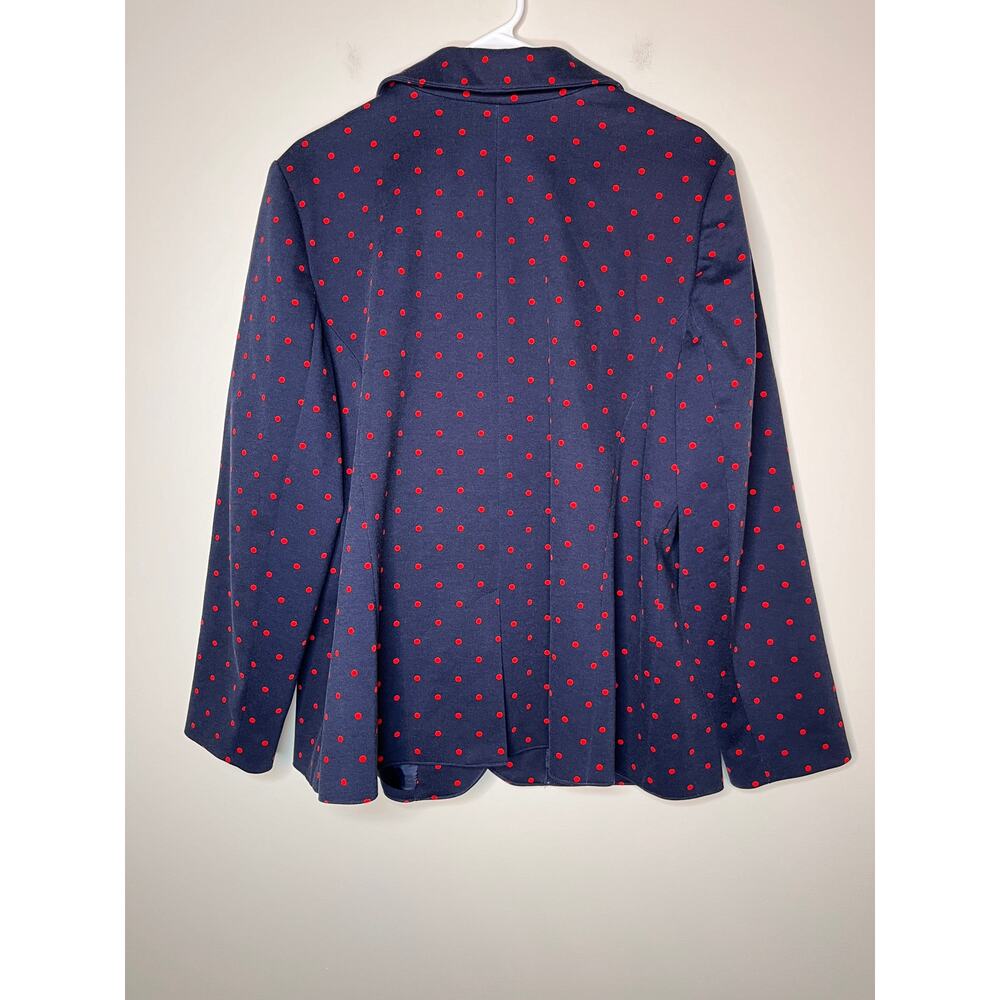 Talbots Navy Red Polka Dot Ponte Knit Classic Office Career Blazer 16W - Picture 4 of 4